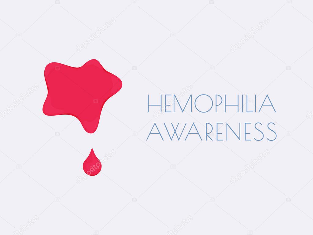 Hemophilia awareness conceptual poster with blood stain