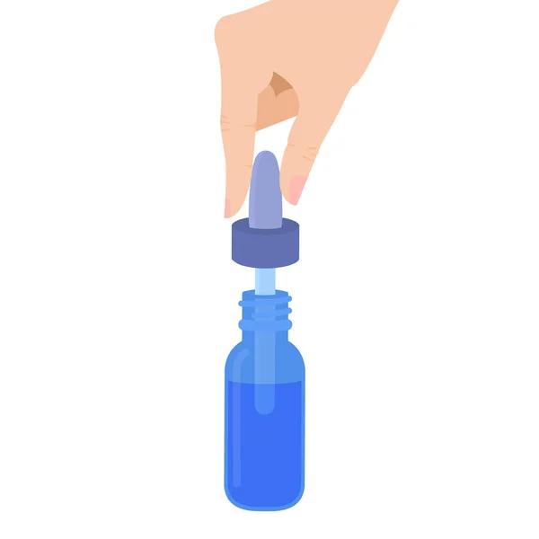 Mano con pipeta de aceite de cbd para tratamiento médico — Vector de stock