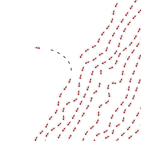 Fourmi se détachant de la colonie en marche — Image vectorielle