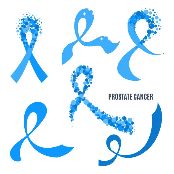 Conjunto de colección de cinta azul de conciencia de cáncer de próstata — Vector de stock