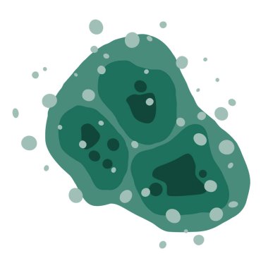 Zehirli küf sporları ıslak yüzeye yayılarak kirlilik ve solunum riski yaratıyor. Vektör illüstrasyonu.