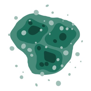 Zehirli küf sporları ıslak yüzeye yayılarak kirlilik ve solunum riski yaratıyor. Vektör illüstrasyonu.