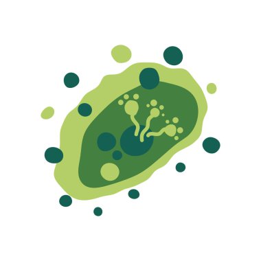 Kapalı bir ortamda mikroskobik küf kolonisi yeşil ve siyah mantar büyümesini gösteriyor. Vektör illüstrasyonu.