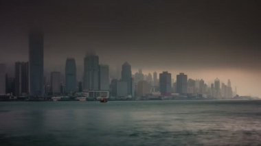 day fog panoramic 4k time lapse from hong kong bay