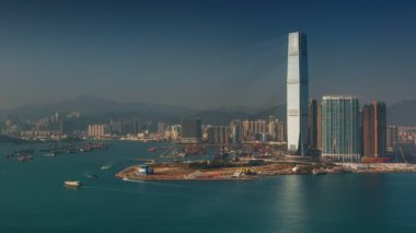 day view on international commerce centre 4k time lapse from hong kong