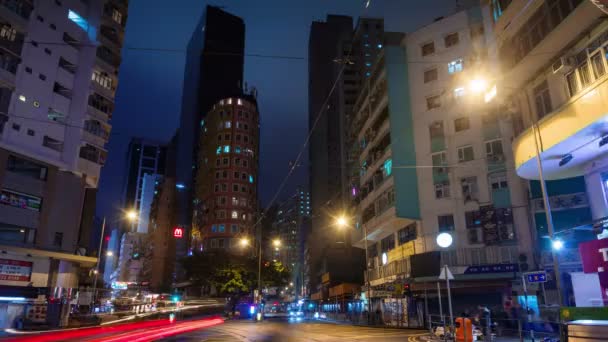 Luz Noite Encruzilhada Lapso Tempo Hong Kong — Vídeo de Stock