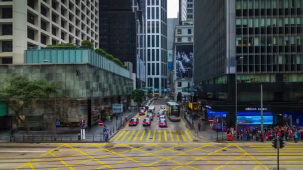 Fallecimiento Tiempo Del Tráfico Ocupado Cruce Carreteras Hong Kong — Vídeos de Stock