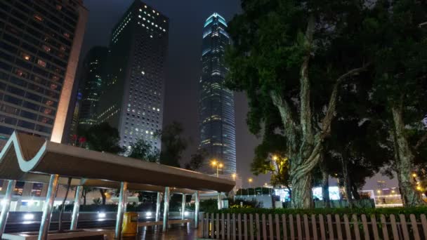 Vista Luce Notturna Grattacieli Time Lapse Hong Kong — Video Stock