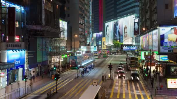 Lapso Tiempo Del Tráfico Nocturno Ave Hong Kong — Vídeos de Stock