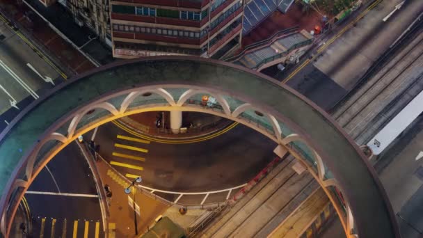 Night Light Flyover Roads Time Lapse Hong Kong Roof — Stock Video