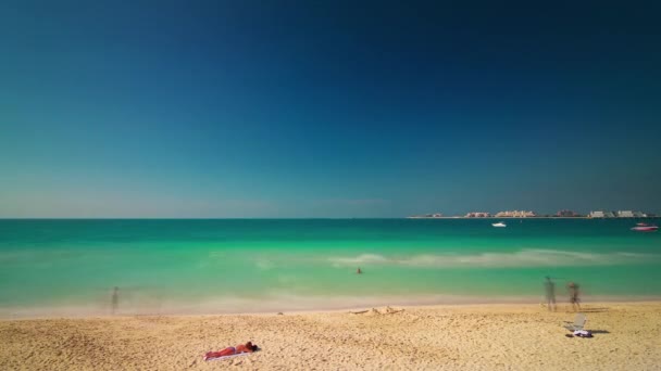 Dubai Marina Jour Célèbre Plage Palmier Vue Time Lapse Uae — Video