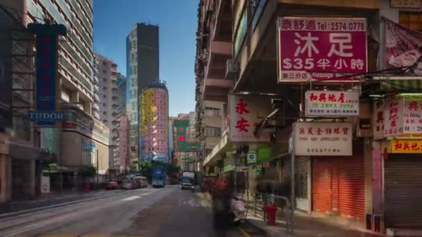 Laps Temps Rue Circulation Extrêmement Achalandée Dans Hong Kong — Video