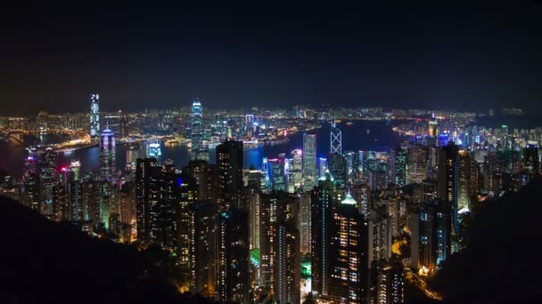 Night Light Hong Kong Panoramic Time Lapse China — ストック動画