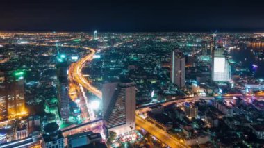 Bangkok Şehri yakınlarındaki trafik çatısı Panorama 4k zaman aşımına uğradı