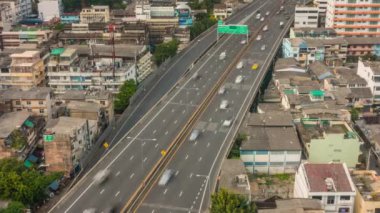 Bangkok Gündüz trafik yolu çatısı Üst Manzara 4k zaman aşımı Tayland