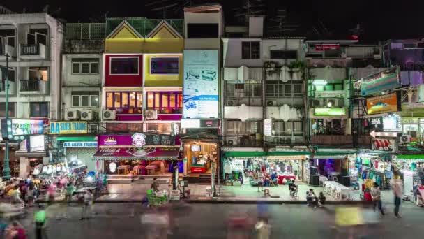 Bangkok Noite Iluminação Cidade Rua Vida Tempo Lapso Tailândia — Vídeo de Stock