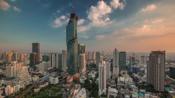 Sunset Bangkok Downtown Famous Roof Top Panorama Time Lapse Thailand — ストック動画