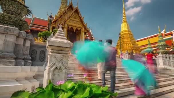 Slunečný Den Bangkok Chrám Smaragdového Buddha Čas Lapse Thailand — Stock video