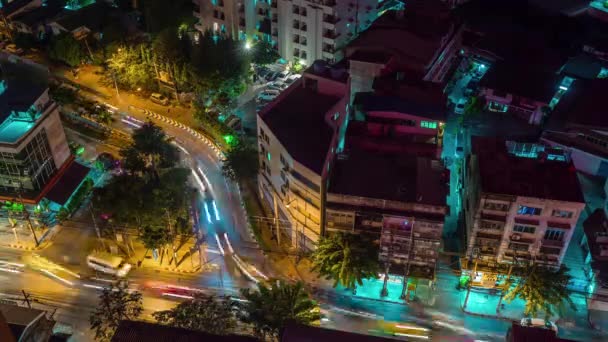 Éjszaka Bangkok Nappali Blokk Tető Felső Közlekedési Kilátás Idő Lapse — Stock videók