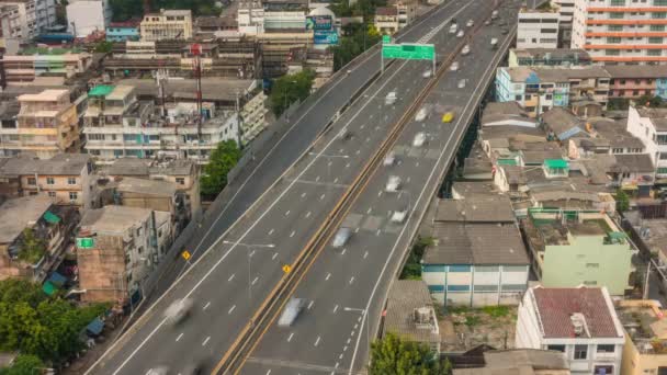 Bangkok Day Traffic Street Road Roof Top View Time Lapse — Vídeo de Stock