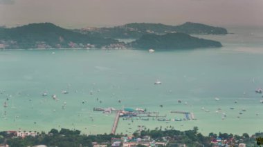 phuket famous port traffic high mountain panorama 4k time lapse thailand