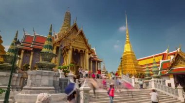 day tourist crowded grand palace panorama 4k time lapse bangkok thailand
