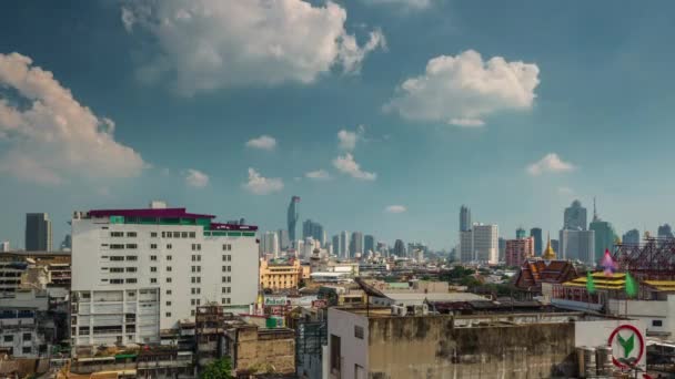 Sunny Day Bangkok Cityscape Roof Top Panorama Time Lapse Thailand — Stock Video