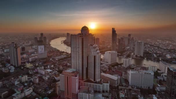Ünlü Bangkok Oteli Çatısı Şehrin Üst Panorama Zaman Aşımına Uğramış — Stok video
