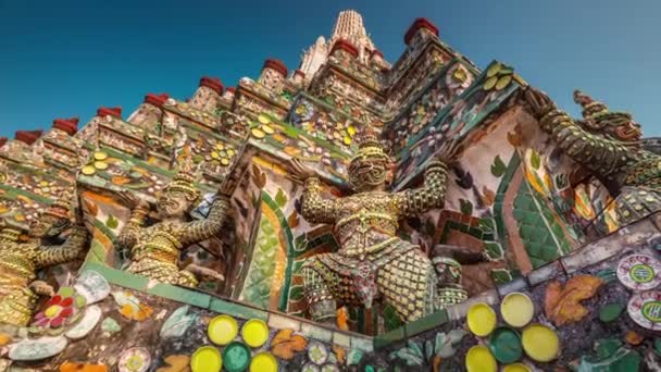 Detalhes Coloridos Bangkok Famoso Templo Decoração Lapso Tempo Tailândia — Vídeo de Stock