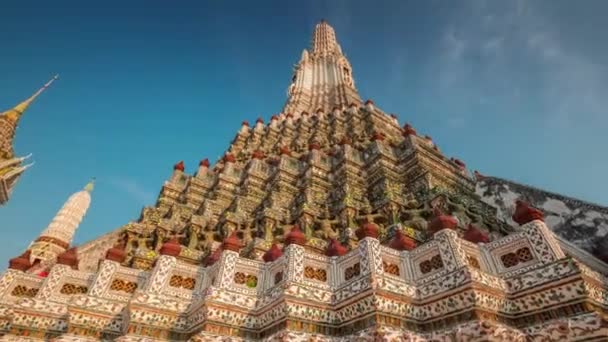 Zonsondergang Wat Arun Beroemde Bangkok Tempel Decoratie Tijd Lapse Thailand — Stockvideo