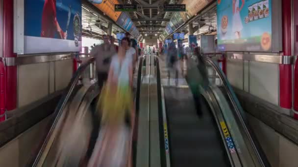 Tunnelbanestation Trångt Rulltrappa Bangkok Stad Dag Tid Förflutit Thailand — Stockvideo