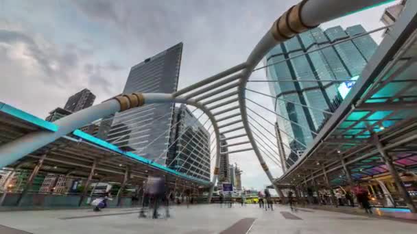 Bangkok Day City Centre Famous Bridge Panorama Time Lapse Thailand — Stockvideo