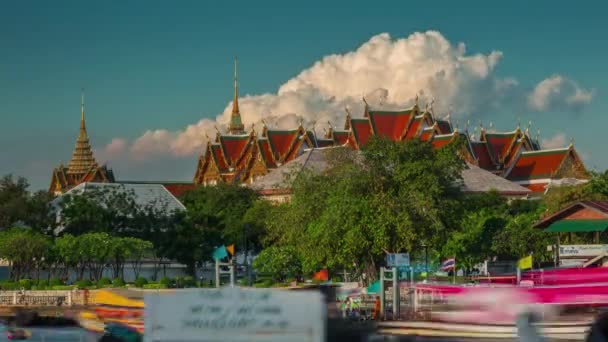 Bangkok Más Famoso Gran Palacio Templo Río Lapso Tiempo Tailandia — Vídeo de stock