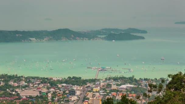 Phuket Miasto Port Strona Wysoka Górska Panorama Czas Upływu Tajlandia — Wideo stockowe