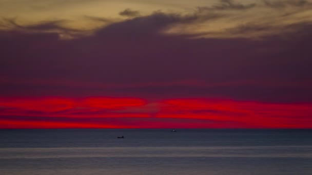 Красное Небо Заката Пхукет Остров Панорама Время Истекает Таиланд — стоковое видео