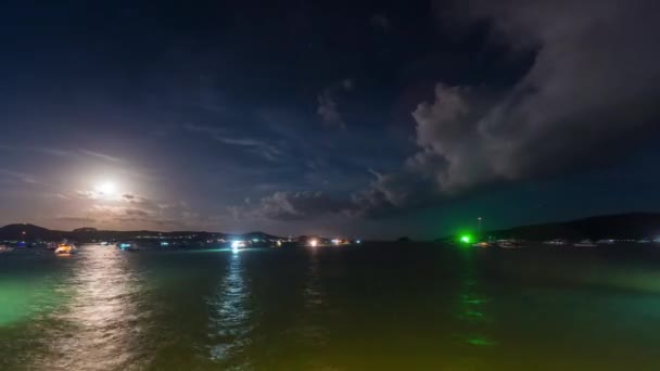 Rawai Beach Moon Road Boat Park Time Lapse Phuket Ταϊλάνδη — Αρχείο Βίντεο