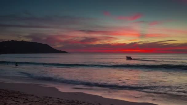 Phuket Νησί Κάτα Παραλία Ηλιοβασίλεμα Πανόραμα Time Lapse Ταϊλάνδη — Αρχείο Βίντεο
