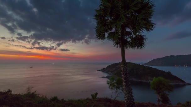 Zonsondergang Hemel Phuket Observatie Dek Eiland Panorama Tijd Vervallen Thailand — Stockvideo