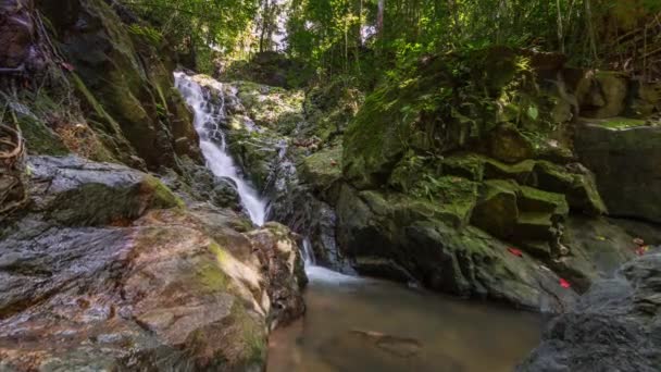 Phuket Island Famous Ton Sai Waterfall Sunny View Time Lapse — Stok video