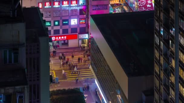 Time Lapse Extremely Busy Traffic Crossroad Roof Top Hong Kong — Stok video