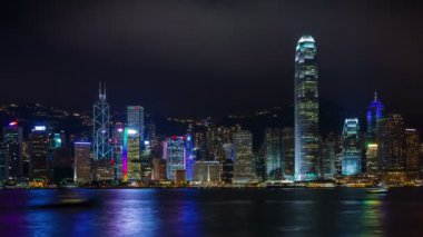 colored night light panorama 4k time lapse from hong kong