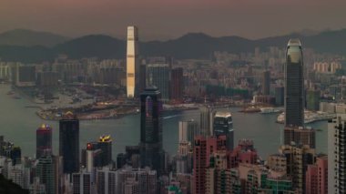 day till night beautiful panorama 4k time lapse from hong kong