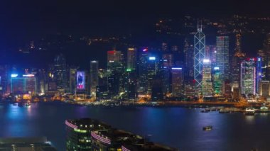 gece ışık city scape 4 k zaman sukut hong Kong'dan defne