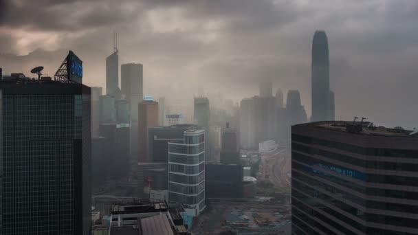 Brouillard Ensoleillé Panoramique Laps Temps Matin Hong Kong — Video