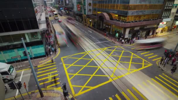 Day Light Hong Kong City Traffic Crossroad Time Lapse — ストック動画