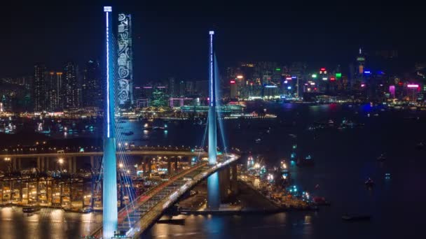 Nacht Licht Verkehrsleben Zeitraffer Von Hongkong — Stockvideo