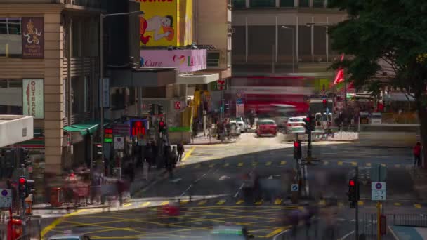 Time Lapse Extremely Busy Traffic Street Hong Kong — Vídeo de Stock