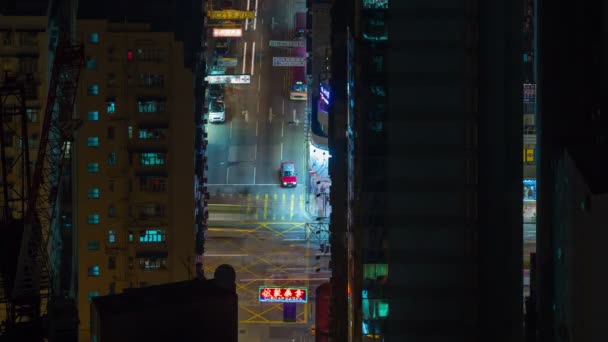 Gece Lambası Sokağı Hong Kong Çin Den Zaman Aşımı — Stok video