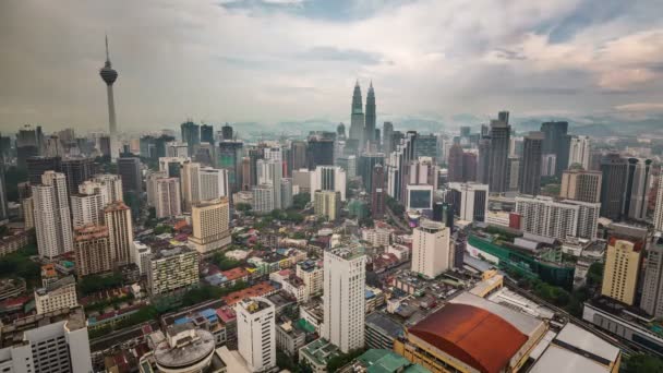 Luz de día panorama de kuala lumpur techo superior 4k lapso de tiempo — Vídeo de stock