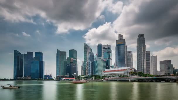 Singapore ciudad día luz panorámica bahía 4k lapso de tiempo — Vídeos de Stock